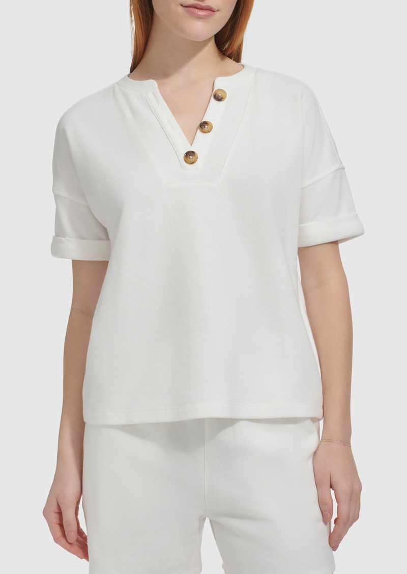 Andrew Marc Sport Short Sleeve French Terry Henley in White at Nordstrom Rack