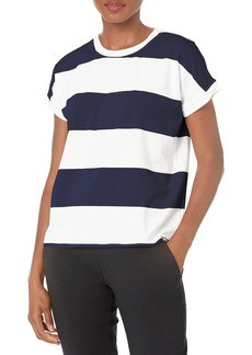 Andrew Marc Women's Creck Neck Rugby Stripe Short Sleeve T-Shirt