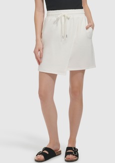 Andrew Marc Twill Faux Wrap Skirt in White at Nordstrom Rack
