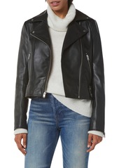Andrew Marc Valhalla Lambskin Leather Moto Jacket in Black at Nordstrom