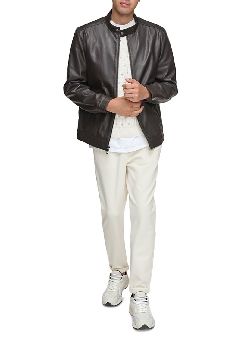 Andrew Marc Varkas Leather Full Zip Racer Jacket