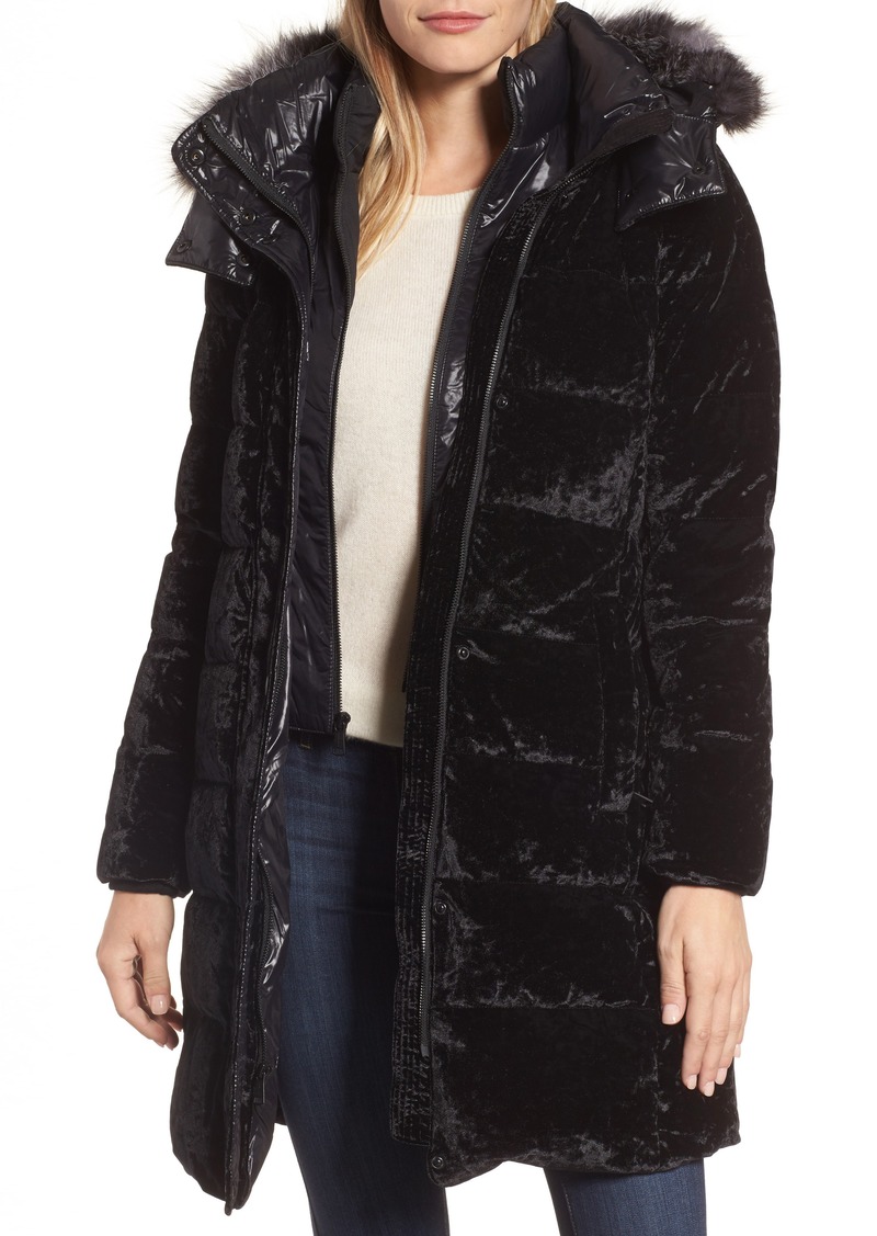 Andrew Marc Andrew Marc Velvet Down Jacket with Genuine Fox Fur | Outerwear