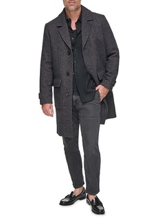 Andrew Marc Wexford Textured Herringbone Relaxed Fit Long Overcoat