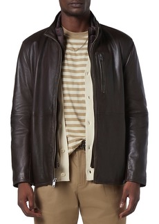 Andrew Marc Wollman Leather Bomber Jacket with Removable Bib