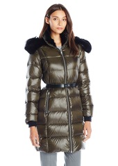 Andrew Marc Women's Down Coat with Leather Belt