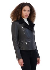 Andrew Marc Women's Paley Classic Aviator Leather Jacket - Brown