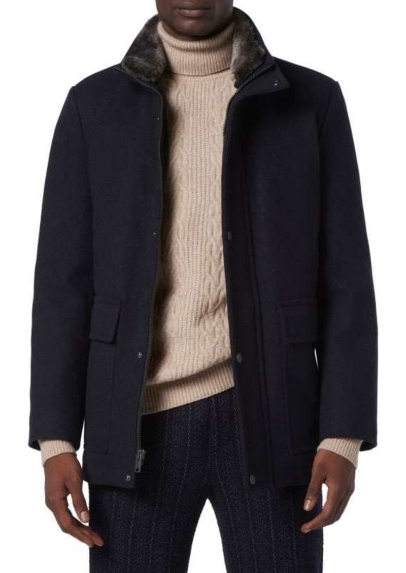 Andrew Marc Brooks Faux Fur Collar Car Coat