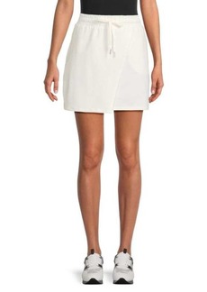 Andrew Marc Drawstring Mini Wrap Skirt