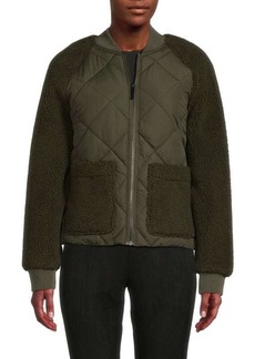 Andrew Marc Faux Shearling Sleeve Quilted Jacket