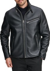 Andrew Marc Flint Faux Shearling-Lined Faux Leather Moto Jacket