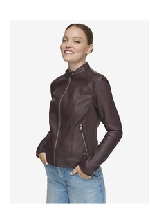 Andrew Marc Glenbrook Lightweight Women's Leather Racer Jacket - Bordeaux