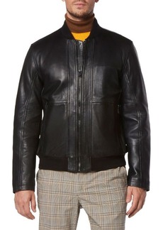 Andrew Marc Macneil Lambskin Leather Bomber Jacket
