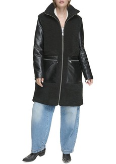 Andrew Marc Marc New York Tunis Pleather Trimmed Sherpa Coat