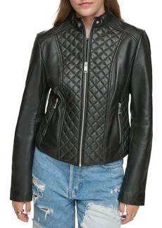 Andrew Marc Marlette Quilted Lamb Leather Moto Jacket