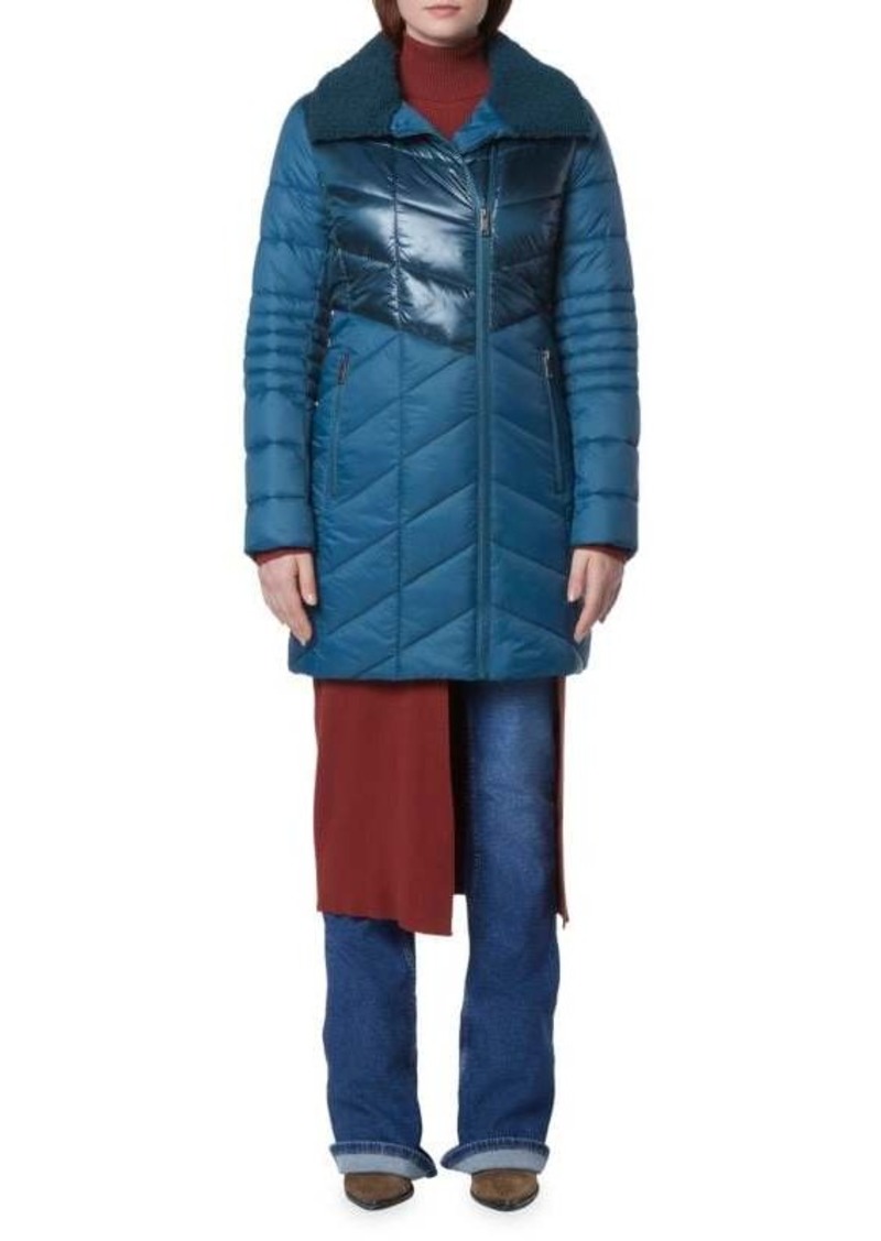 Andrew Marc Minksy Quilted Fitted Faux Fur Jacket