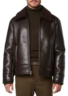 Andrew Marc New York Cadman Faux Sherling Trim Faux Leather Jacket