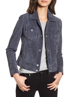 Andrew Marc Tumbled Suede Trucker Jacket in Storm Blue at Nordstrom
