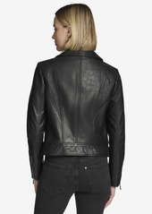 Andrew Marc Women's Carnegie Moto Leather Jacket - Black