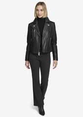 Andrew Marc Women's Carnegie Moto Leather Jacket - Black