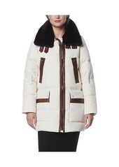 Andrew Marc Women's Dutton Aviator Mixed Media Puffer - Sepia