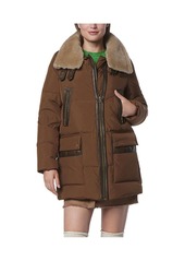 Andrew Marc Women's Dutton Aviator Mixed Media Puffer - Sepia