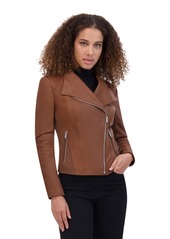 Andrew Marc Women's Felix Asymmetrical Moto Jacket With Wing Collar - Olive