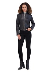 Andrew Marc Women's Marlette Quilted Lamb Leather Scuba Jacket - Black