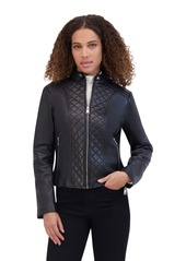 Andrew Marc Women's Marlette Quilted Lamb Leather Scuba Jacket - Black