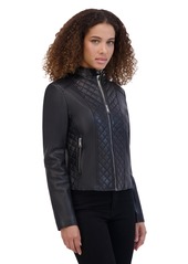 Andrew Marc Women's Marlette Quilted Lamb Leather Scuba Jacket - Black