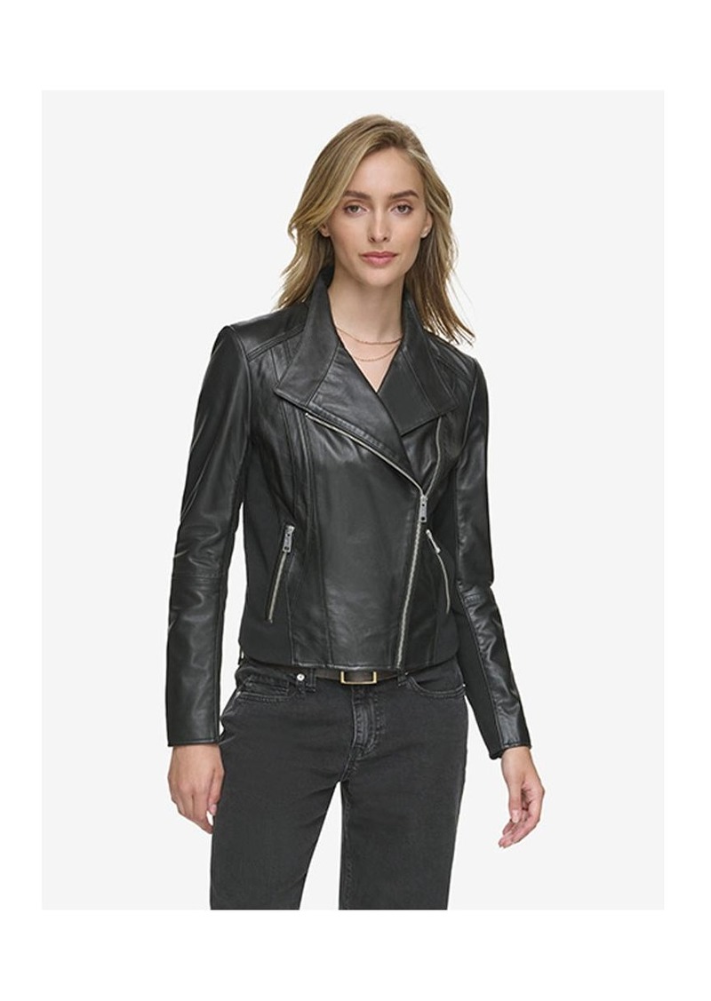 Andrew Marc Women's Minowa Asymmetrical Moto Leather Jacket - Black