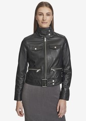 Andrew Marc Women's Vicki Light Smooth Lamb Leather Jacket - Stone