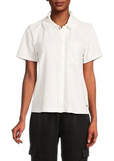 Andrew Marc Woven Terry Button Up Shirt