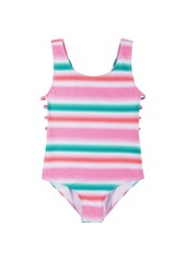 Andy & Evan Big Girls Multi-Stripe Swimsuit - Pink/blue/