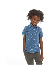 Andy & Evan Boys' Blue Vehicles Short Sleeve Button-Down Shirt - Little Kid, Big Kid