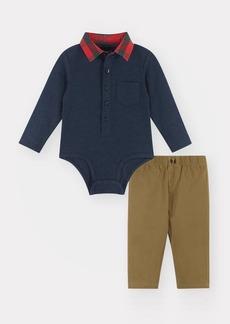 Andy & Evan Boy's Holiday Polo Bodysuit W/ Pants Set  Size Newborn-24M