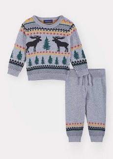 Andy & Evan Boy's Moose Embroidered Two-Piece Sweater Set  Size 0M-24M
