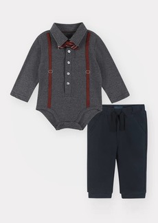 Andy & Evan Boy's Suspender Two-Piece Jogger Set  Size 0-24 Months