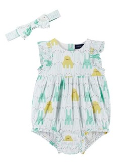 Andy & Evan Bubble Bunny & Chick Cotton Romper & Headband Set in White Bunny at Nordstrom