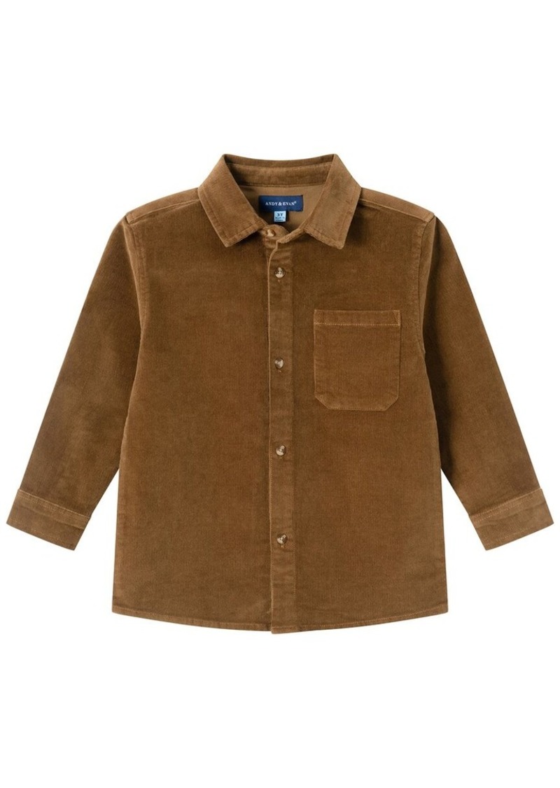 Andy & Evan Garment Washed Cord Button-Down Shirt