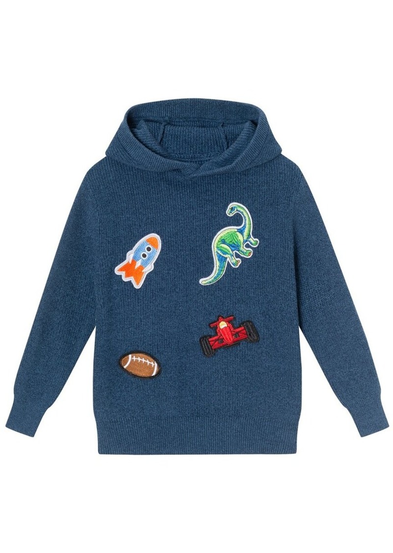 Andy & Evan Garment Washed Patches Hooded Sweater