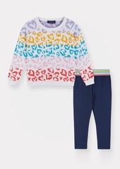 Andy & Evan Girl's Multicolor Animal Hearts Intarsia Sweater W/ Pants Set  Size 2-6X