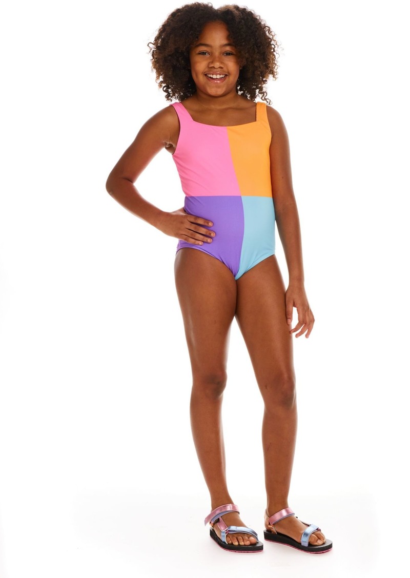 Andy & Evan Girls' Multicolor One-Piece Swimsuit, Small, Pink Colorblocked