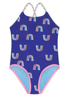 Andy & Evan Kids' Reversible One-Piece Swimsuit in Blue Rainbow at Nordstrom