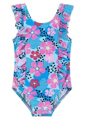 Andy & Evan Kids' Ruffle Heart Print One-Piece Swimsuit