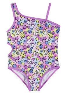 Andy & Evan Kids' Smiley Print Cutout One-Piece Swimsuit