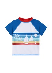 Andy & Evan Little Boys Toddler/Child Striped Raglan Rashguard and Boardshort - Turquoise/Aqua