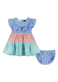 Andy & Evan Tiered Gingham Dress & Bloomers Set in Blue Gingham at Nordstrom
