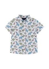 Andy & Evan Toddler Boys Toddler/Child Turtles Print Short Sleeve Buttondown Shirt - Grey Scoot