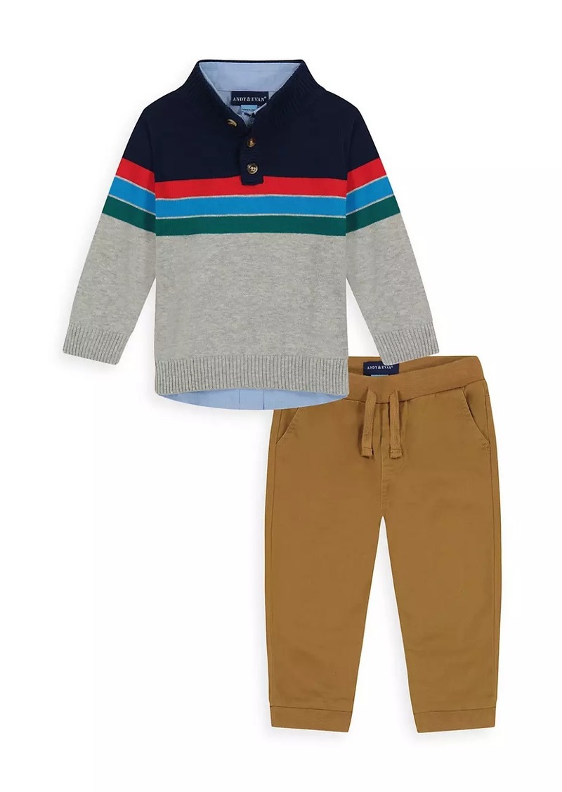 Andy & Evan Baby Boy's, Little Boy's & Boy's Striped Sweater, Button-Up Shirt & Joggers Set