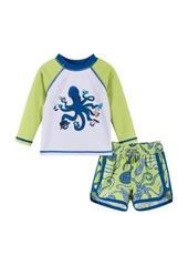 Andy & Evan Baby Boys Long Sleeve Rash Guard Set - Octo green